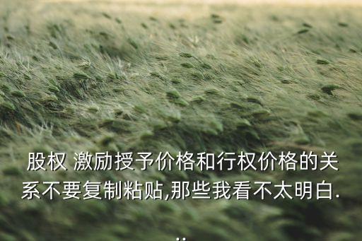  股權(quán) 激勵授予價格和行權(quán)價格的關系不要復制粘貼,那些我看不太明白...