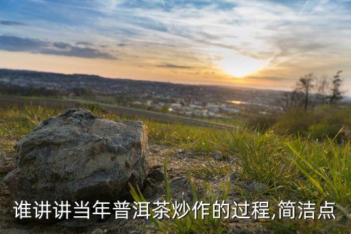 誰講講當(dāng)年普洱茶炒作的過程,簡(jiǎn)潔點(diǎn)