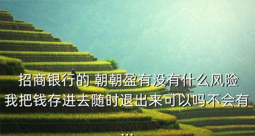  招商銀行的 朝朝盈有沒有什么風(fēng)險我把錢存進(jìn)去隨時退出來可以嗎不會有...