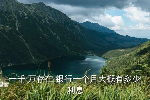 一千 萬存在 銀行一個(gè)月大概有多少 利息