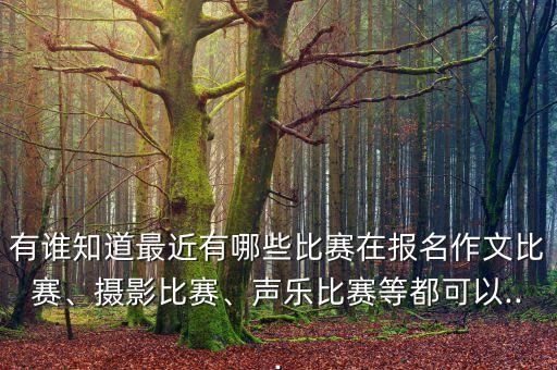 有誰知道最近有哪些比賽在報名作文比賽、攝影比賽、聲樂比賽等都可以...