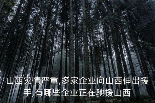 山西災(zāi)情嚴重,多家企業(yè)向山西伸出援手,有哪些企業(yè)正在馳援山西