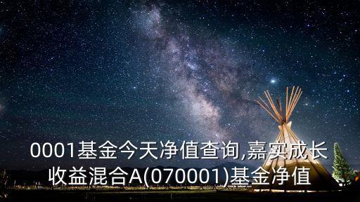 070001基金今天凈值查詢(xún),嘉實(shí)成長(zhǎng)收益混合A(070001)基金凈值