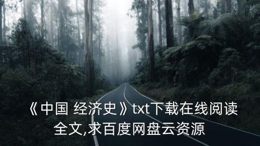 《中國(guó) 經(jīng)濟(jì)史》txt下載在線閱讀全文,求百度網(wǎng)盤云資源