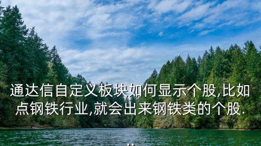 通達信自定義板塊如何顯示個股,比如點鋼鐵行業(yè),就會出來鋼鐵類的個股...