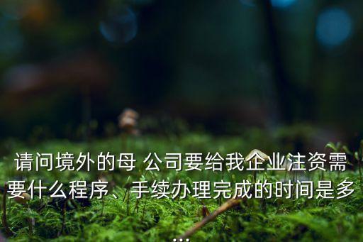 請問境外的母 公司要給我企業(yè)注資需要什么程序、手續(xù)辦理完成的時間是多...