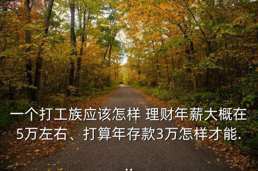 一個(gè)打工族應(yīng)該怎樣 理財(cái)年薪大概在5萬左右、打算年存款3萬怎樣才能...