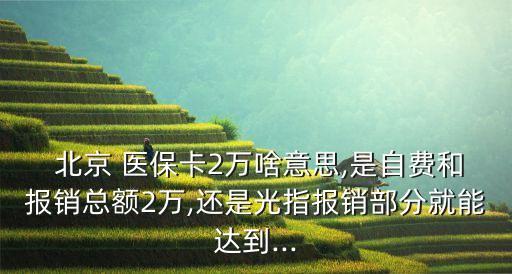  北京 醫(yī)保卡2萬啥意思,是自費(fèi)和報(bào)銷總額2萬,還是光指報(bào)銷部分就能達(dá)到...