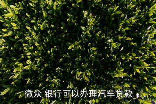  微眾 銀行可以辦理汽車(chē)貸款