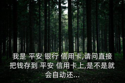 我是 平安 銀行 信用卡,請(qǐng)問(wèn)直接把錢(qián)存到 平安 信用卡上,是不是就會(huì)自動(dòng)還...