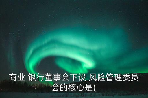 商業(yè) 銀行董事會下設(shè) 風險管理委員會的核心是(