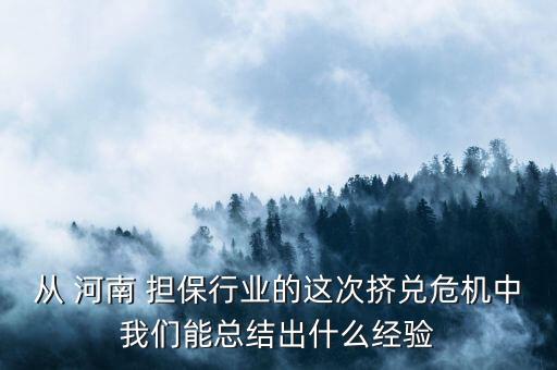 從 河南 擔(dān)保行業(yè)的這次擠兌危機中我們能總結(jié)出什么經(jīng)驗