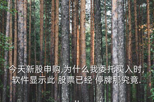 今天新股申購,為什么我委托買入時(shí),軟件顯示此 股票已經(jīng) 停牌那究竟...