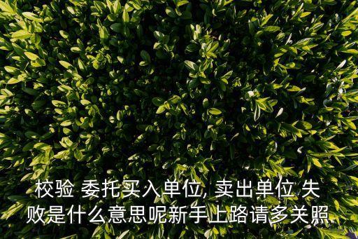 校驗 委托買入單位, 賣出單位 失敗是什么意思呢新手上路請多關照
