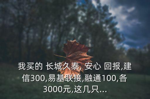 我買(mǎi)的 長(zhǎng)城久泰, 安心 回報(bào),建信300,易基聯(lián)接,融通100,各3000元,這幾只...