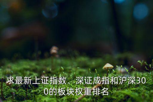 求最新上證指數(shù)、深證成指和滬深300的板塊權(quán)重排名