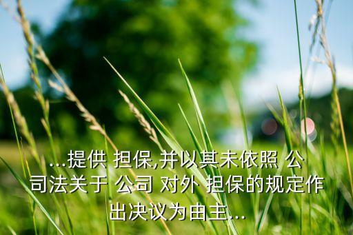 ...提供 擔保,并以其未依照 公司法關(guān)于 公司 對外 擔保的規(guī)定作出決議為由主...