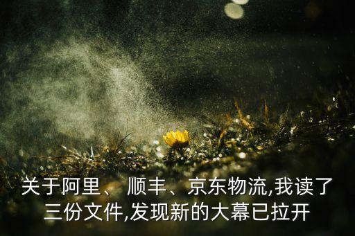 關(guān)于阿里、 順豐、京東物流,我讀了三份文件,發(fā)現(xiàn)新的大幕已拉開