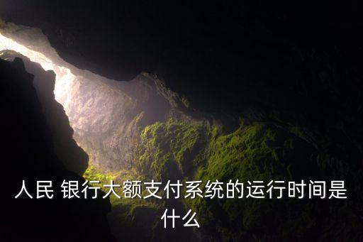 人民 銀行大額支付系統的運行時間是什么