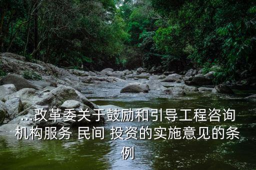 ...改革委關(guān)于鼓勵和引導工程咨詢機構(gòu)服務(wù) 民間 投資的實施意見的條例