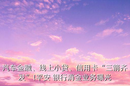 汽車金融、線上小貸、信用卡“三箭齊發(fā)”!平安 銀行消金業(yè)務(wù)曝光