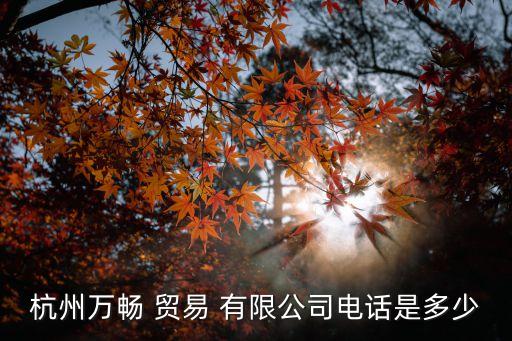 杭州萬(wàn)暢 貿(mào)易 有限公司電話是多少