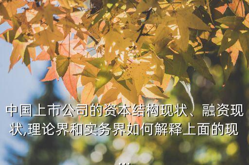 中國上市公司的資本結(jié)構(gòu)現(xiàn)狀、融資現(xiàn)狀,理論界和實務界如何解釋上面的現(xiàn)...