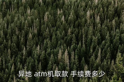異地 atm機取款 手續(xù)費多少