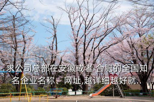 求公司總部在安徽或者 合肥的全國知名企業(yè)名稱、網(wǎng)址,越詳細越好就...