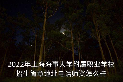 2022年上海海事大學(xué)附屬職業(yè)學(xué)校招生簡(jiǎn)章地址電話(huà)師資怎么樣