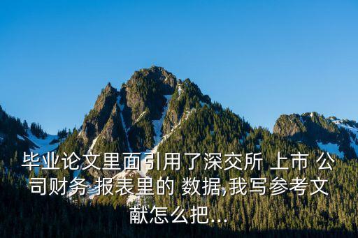 畢業(yè)論文里面引用了深交所 上市 公司財務 報表里的 數(shù)據(jù),我寫參考文獻怎么把...