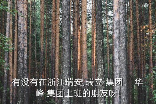 有沒(méi)有在浙江瑞安,瑞立 集團(tuán)、 華峰 集團(tuán)上班的朋友呀!