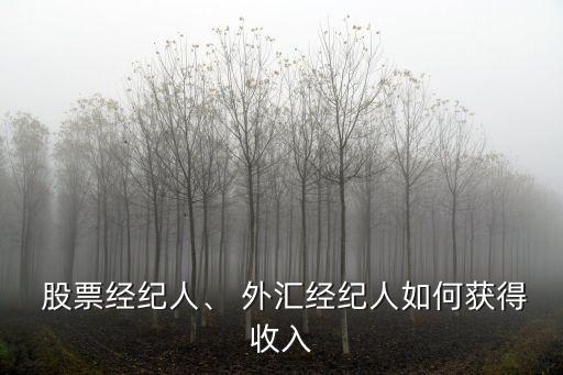  股票經(jīng)紀(jì)人、 外匯經(jīng)紀(jì)人如何獲得收入