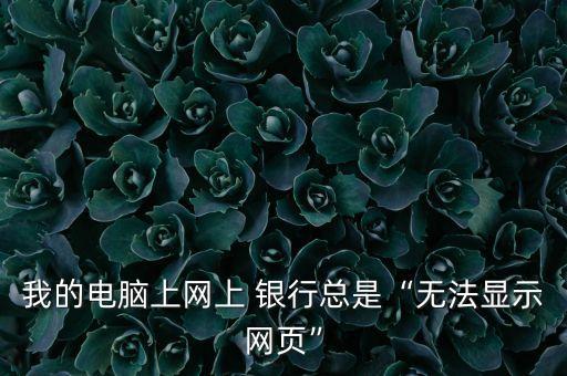 我的電腦上網(wǎng)上 銀行總是“無法顯示網(wǎng)頁(yè)”