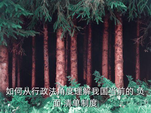 如何從行政法角度理解我國當(dāng)前的 負面 清單制度