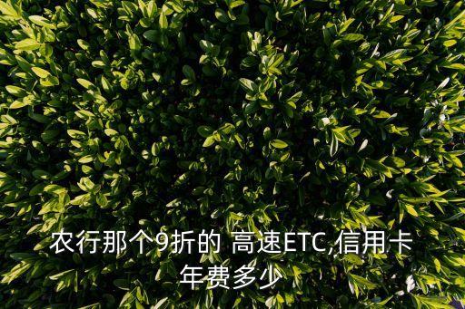 農行那個9折的 高速ETC,信用卡年費多少