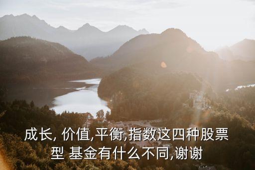 成長(zhǎng), 價(jià)值,平衡,指數(shù)這四種股票型 基金有什么不同,謝謝