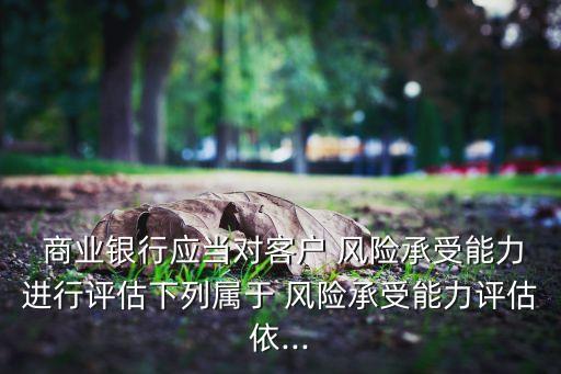  商業(yè)銀行應(yīng)當(dāng)對客戶 風(fēng)險承受能力進行評估下列屬于 風(fēng)險承受能力評估依...
