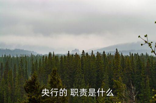 央行的 職責是什么