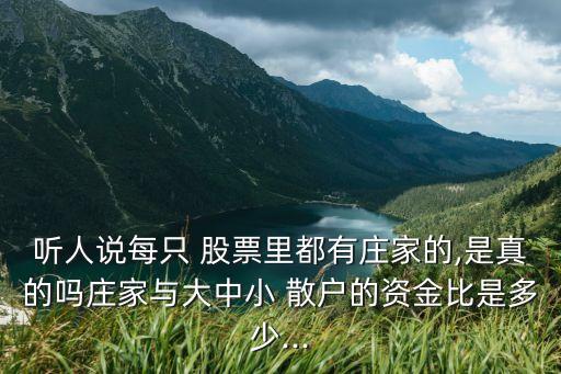 聽(tīng)人說(shuō)每只 股票里都有莊家的,是真的嗎莊家與大中小 散戶(hù)的資金比是多少...