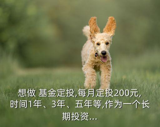 想做 基金定投,每月定投200元,時(shí)間1年、3年、五年等,作為一個(gè)長(zhǎng)期投資...