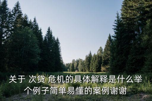 關(guān)于 次貸 危機(jī)的具體解釋是什么舉個(gè)例子簡單易懂的案例謝謝