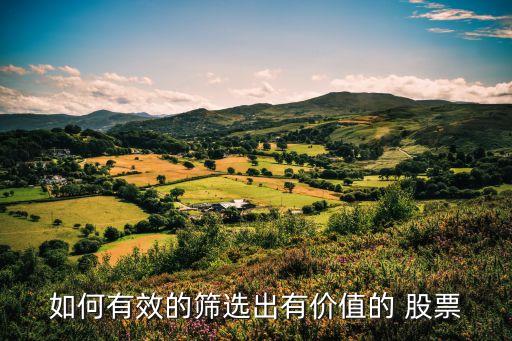 如何有效的篩選出有價值的 股票