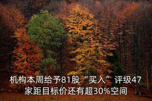 機(jī)構(gòu)本周給予81股“買入”評級47家距目標(biāo)價還有超30%空間