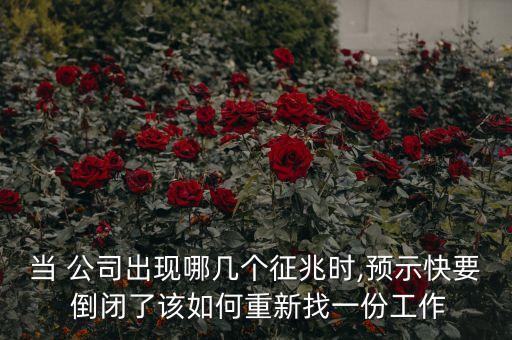 當(dāng) 公司出現(xiàn)哪幾個征兆時,預(yù)示快要 倒閉了該如何重新找一份工作
