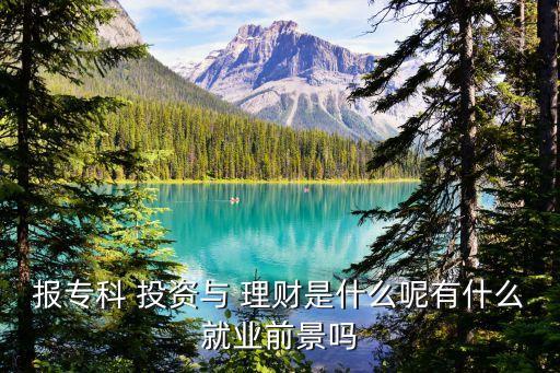 報(bào)專科 投資與 理財(cái)是什么呢有什么就業(yè)前景嗎