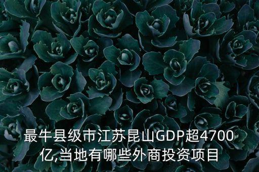 最?？h級市江蘇昆山GDP超4700億,當(dāng)?shù)赜心男┩馍掏顿Y項目