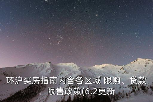 環(huán)滬買房指南內(nèi)含各區(qū)域 限購、貸款、限售政策(6.2更新