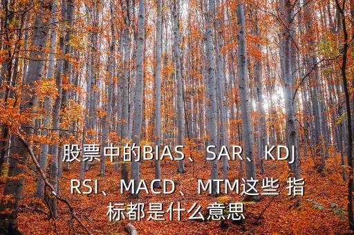  股票中的BIAS、SAR、KDJ、RSI、MACD、MTM這些 指標(biāo)都是什么意思