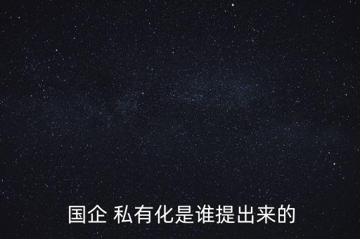  國(guó)企 私有化是誰(shuí)提出來(lái)的